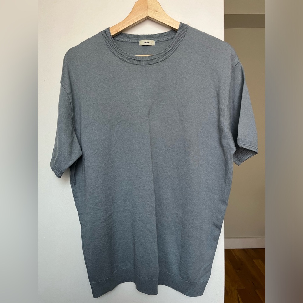 MINAV (Korean brand on Musinsa) Men’s Indie Blue Short sleeve Knit Shirt Large